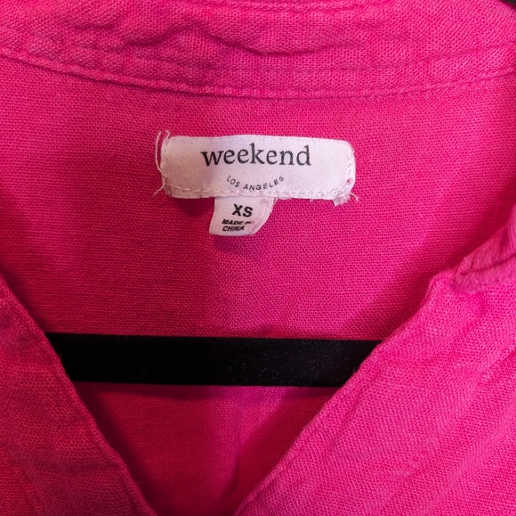 XS Weekend Pink High-Low Cropped Short Sleeve Top - Picture 2 of 3